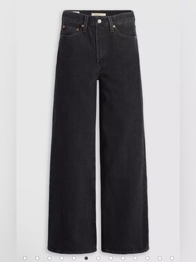 Levi’s Ribcage Wide Leg Jeans Black Wash Size 25 High Rise Retail $110